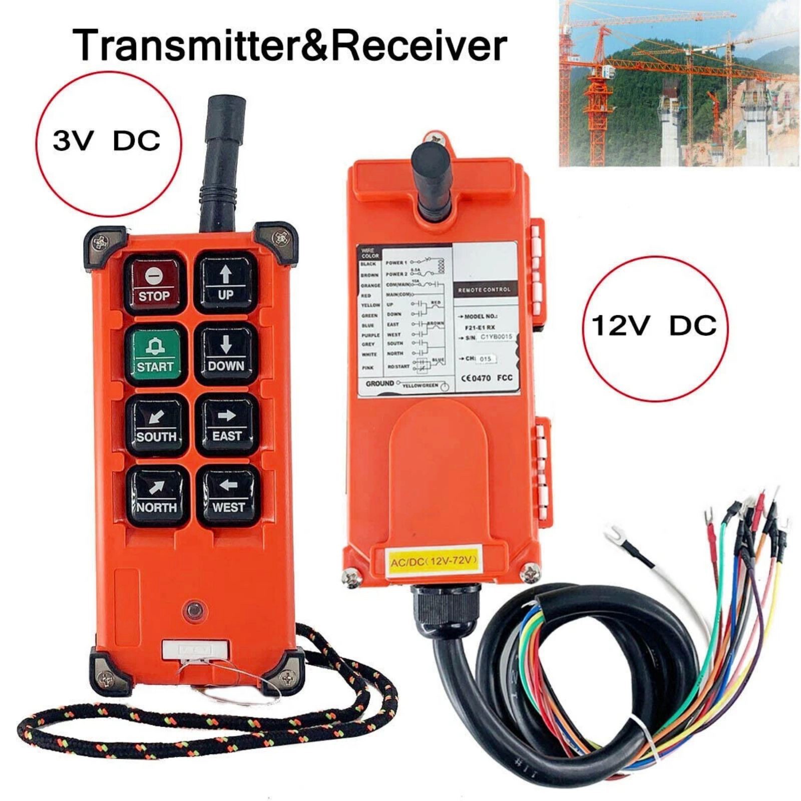 12-72V Wireless Industrial Remote Control for Transmitter & Receiver Hoist Crane