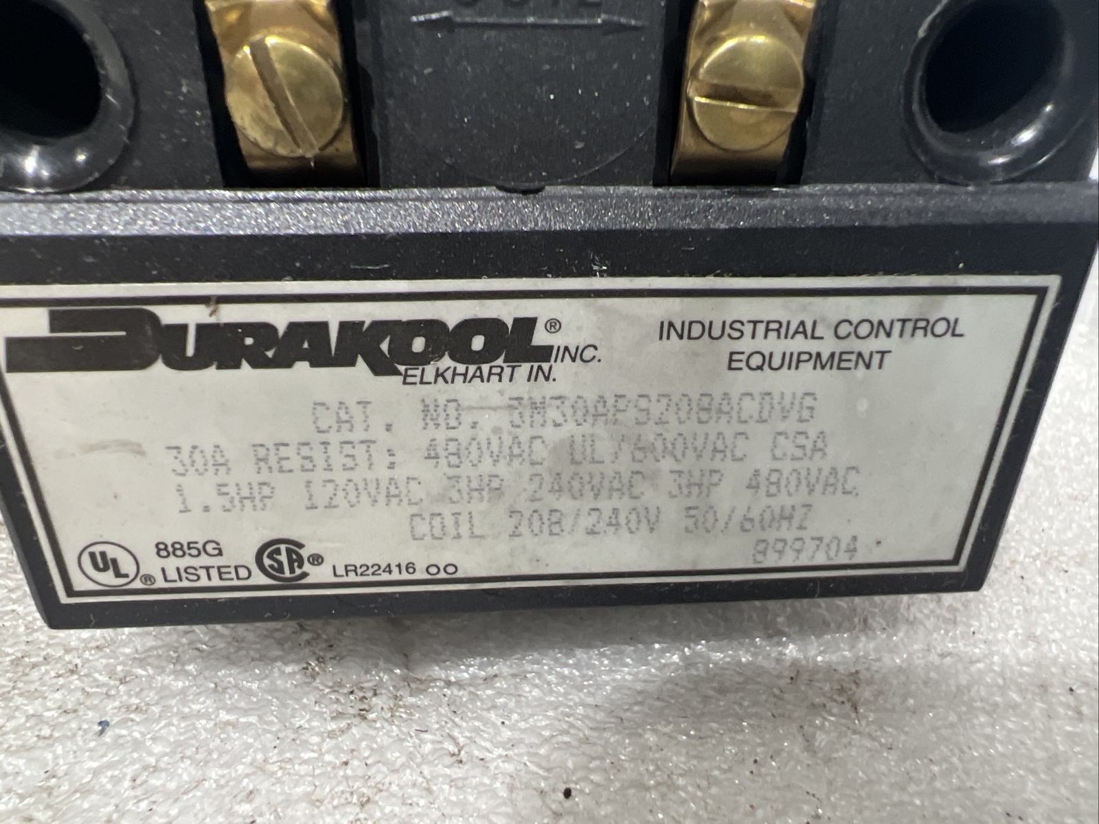 🔥DURAKOOL 3M30APS208ACDVG Control Relay, 30A 208-240V, New, Free Shipping🇺🇸