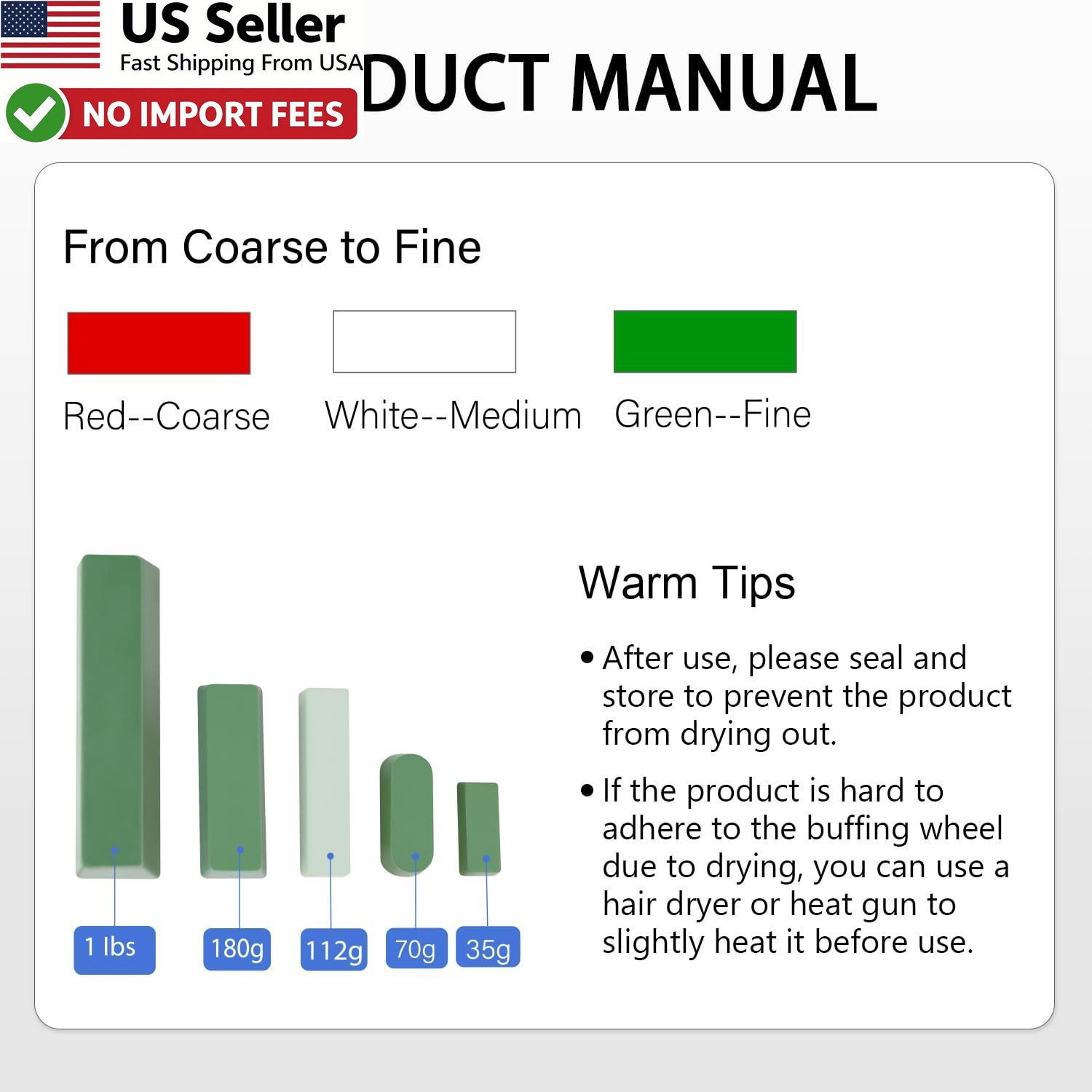 SCOTTCHEN 3 Pack Mini Buffing Polishing Cutting Compounds Kit Green White Red