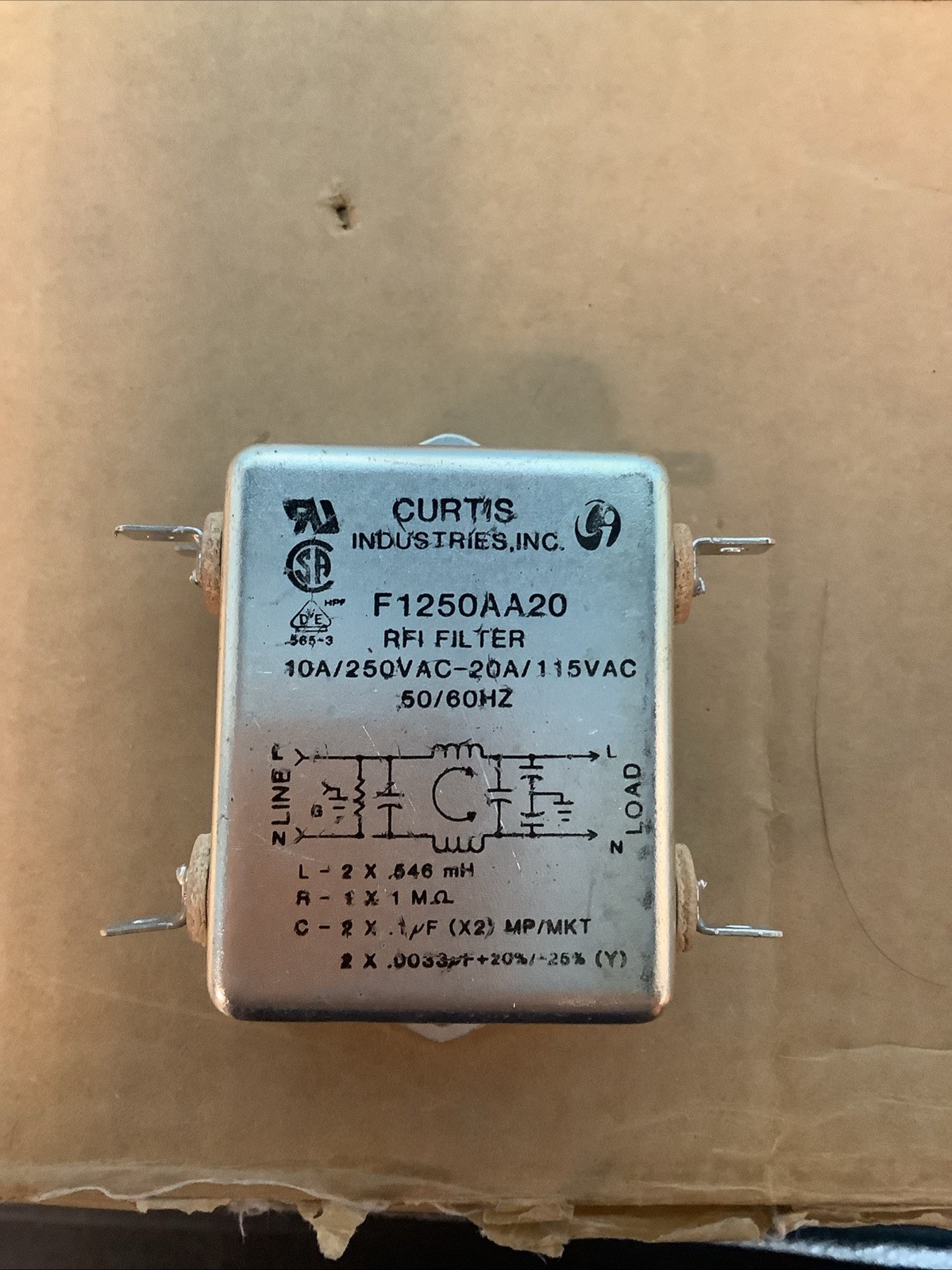 RFI Filter Curtis Industries F1250AA20 SINGLE ITEM PURCHASE