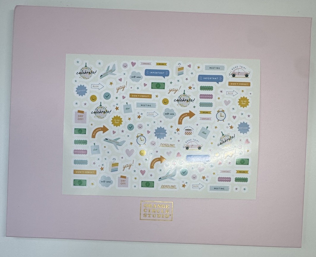 2027 Weekly Desk Calendar Pad 17 Months ORANGE CIRCLE Studio Hard Back PINK GOLD