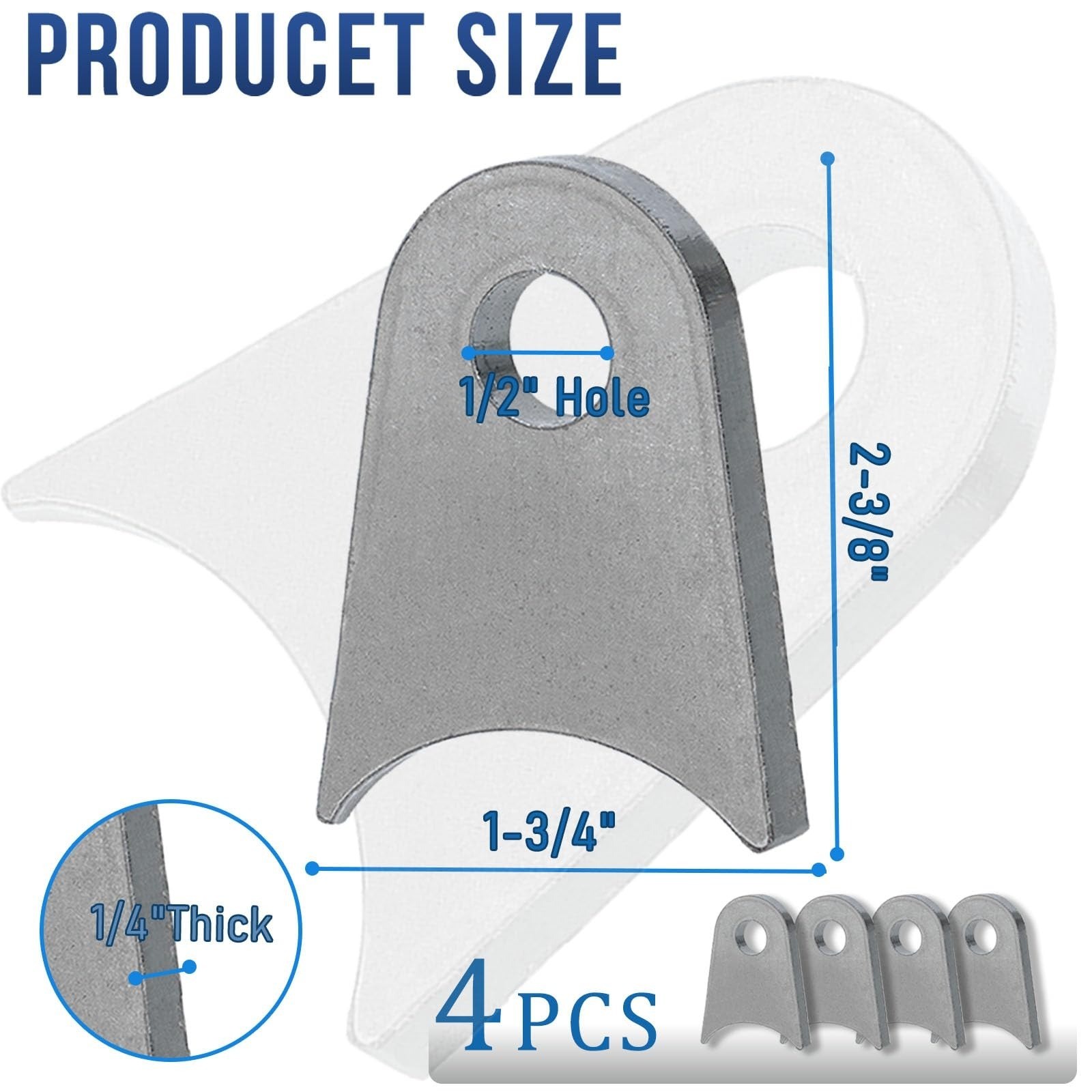 OywhC Weld on Tabs, Steel Shock Mounts, Universal Axle Mount – Pack of 4