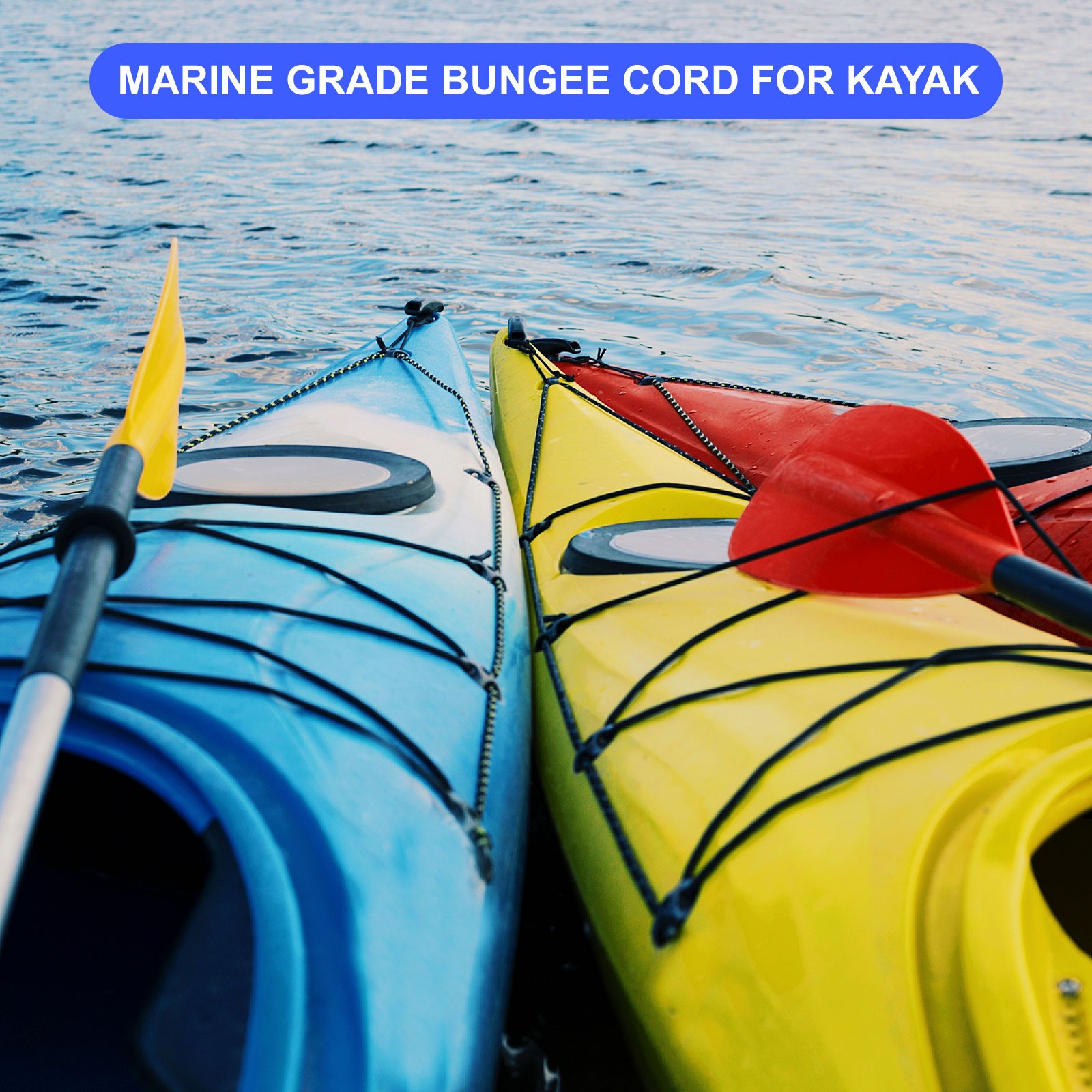 1/4″x25ft Elastic Polyester Marine Grade Bungee Cord for Kayak Black
