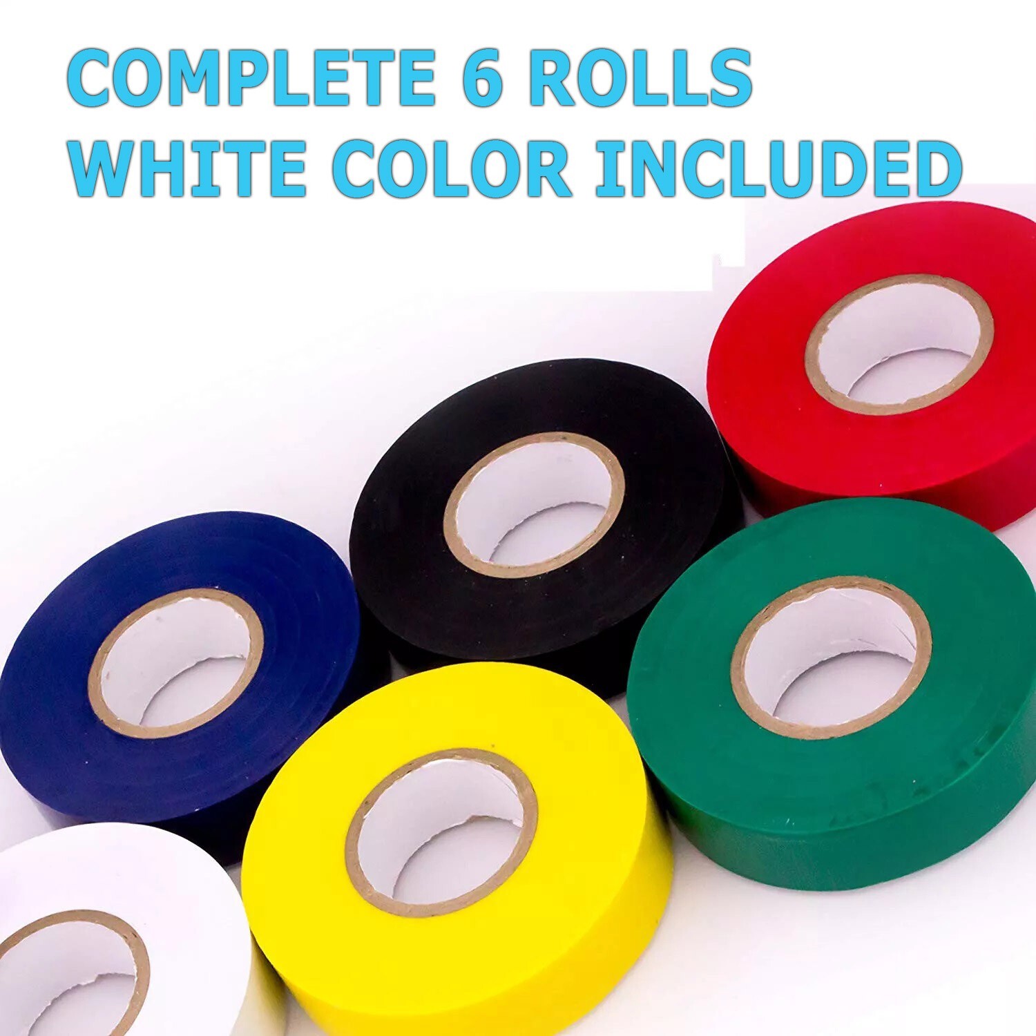 Multi Colored Electrical Tape 0.7″ Wide 32 Feet 10 Meters Per roll USA (6 Pack)