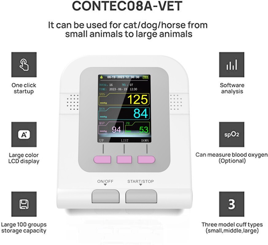 VET Animal Pets Digital Blood Pressure Monitor with 3 cuffs,Small/medium/large