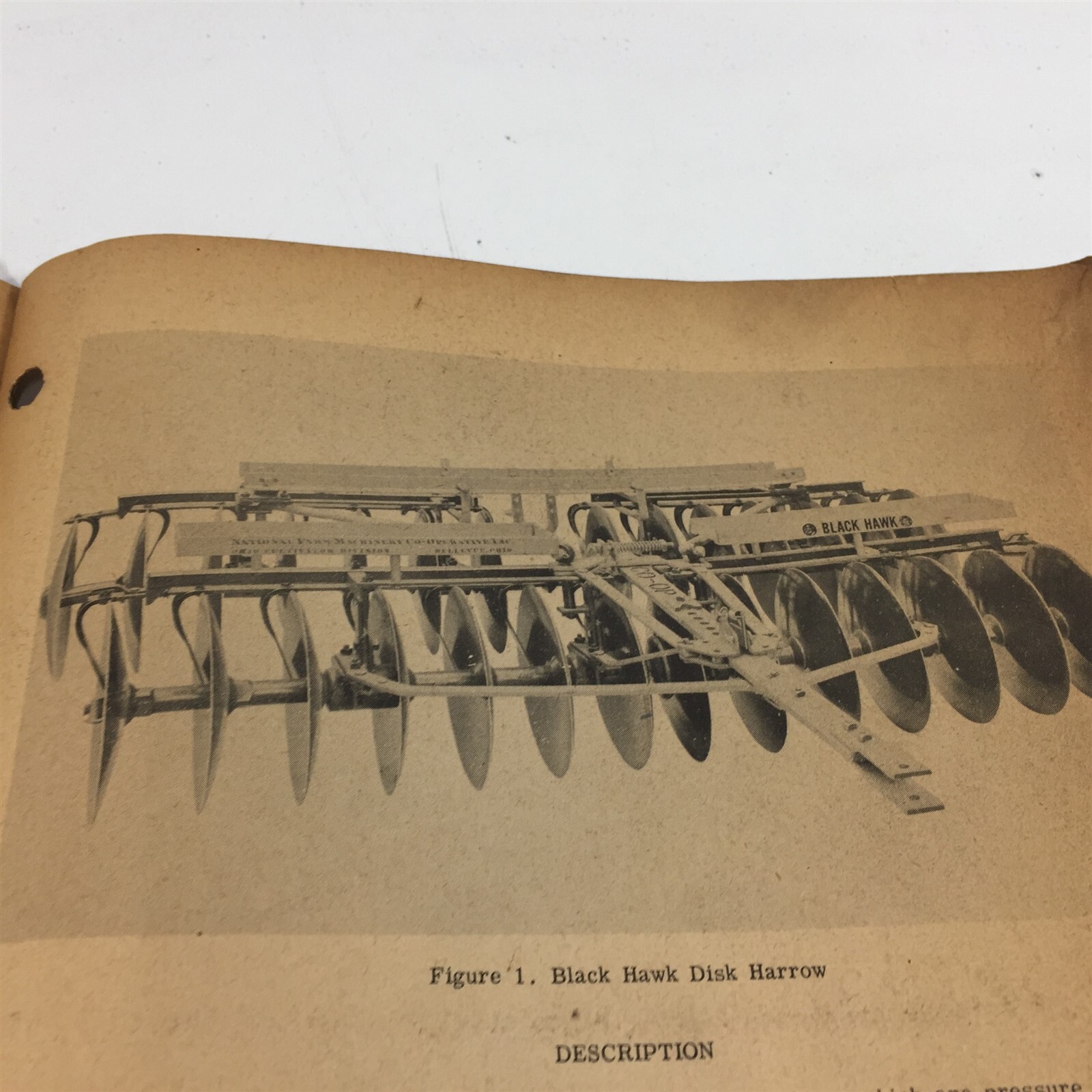 Genuine 1951 CO-OP Black Hawk Disc Harrow Owners Manual
