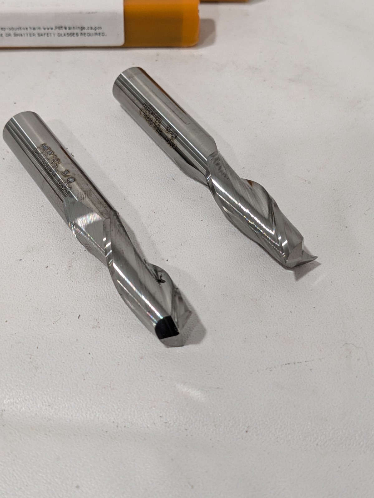 (2) Hertel Square End Mill: 3/8" Dia, 1" LOC, 2 Flute, Solid Carbide 8