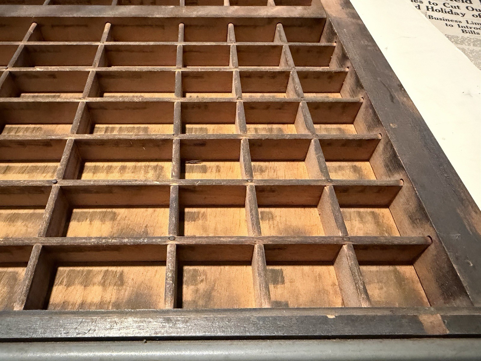 Ludlow Vintage Letterpress Printer Drawer Tray 27 X 16”-98 Spaces