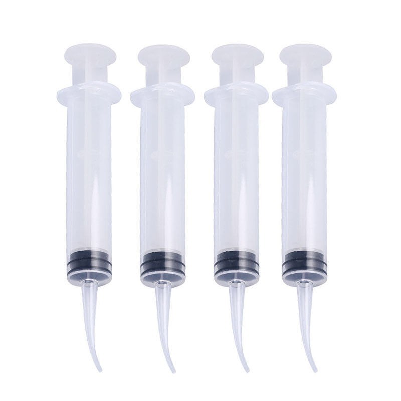 10-500 Pcs Dental Disposable Plunger Irrigation Syringe Curved Tips Fit 12cc