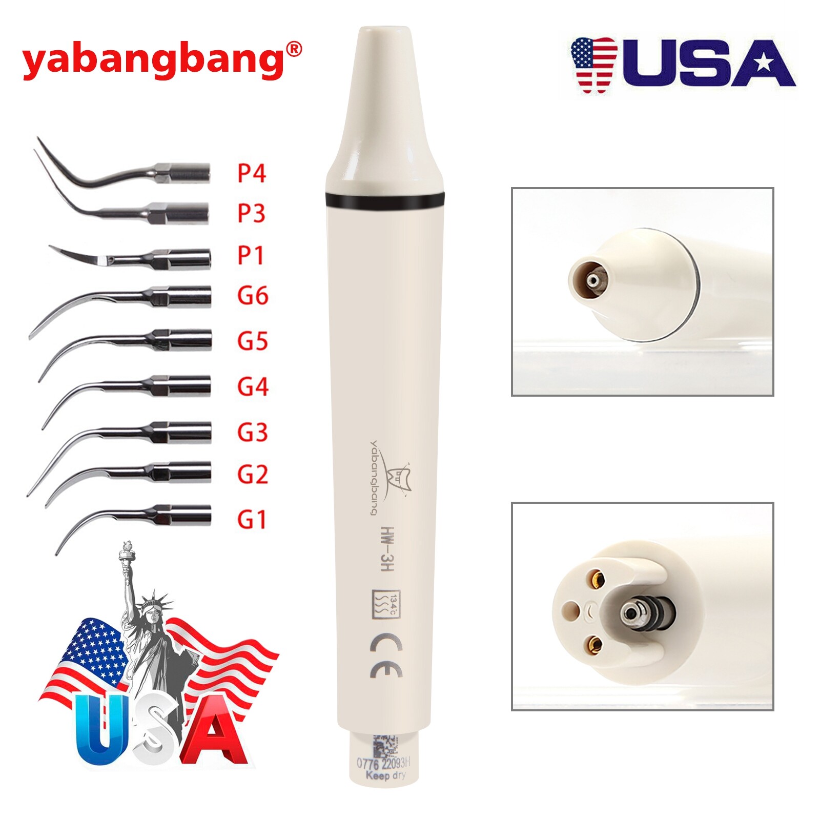 Piezo Scaler Dental Ultrasónico Pieza de Mano WOODPECKER EMS Cavitron/ 10*Puntas