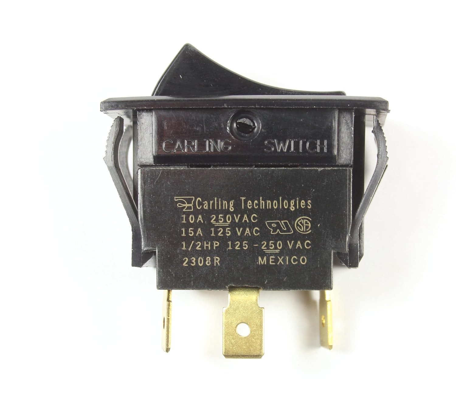 Carling RED Illuminated Rocker Switch, ON/OFF, 125v Neon Lamp, SPST, 3 blades