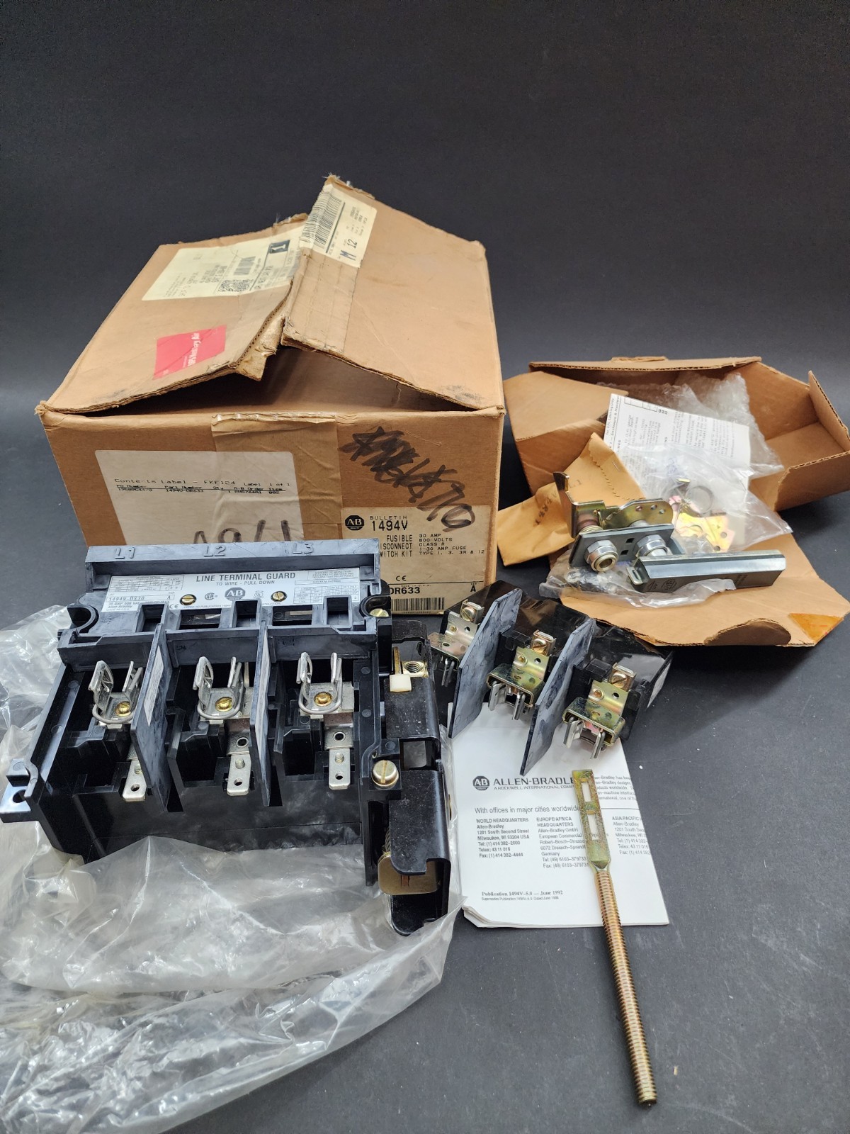 Allen Bradley 1494V-DR633 Fusible Disconnect Switch Kit 30 Amp 600V Open Box