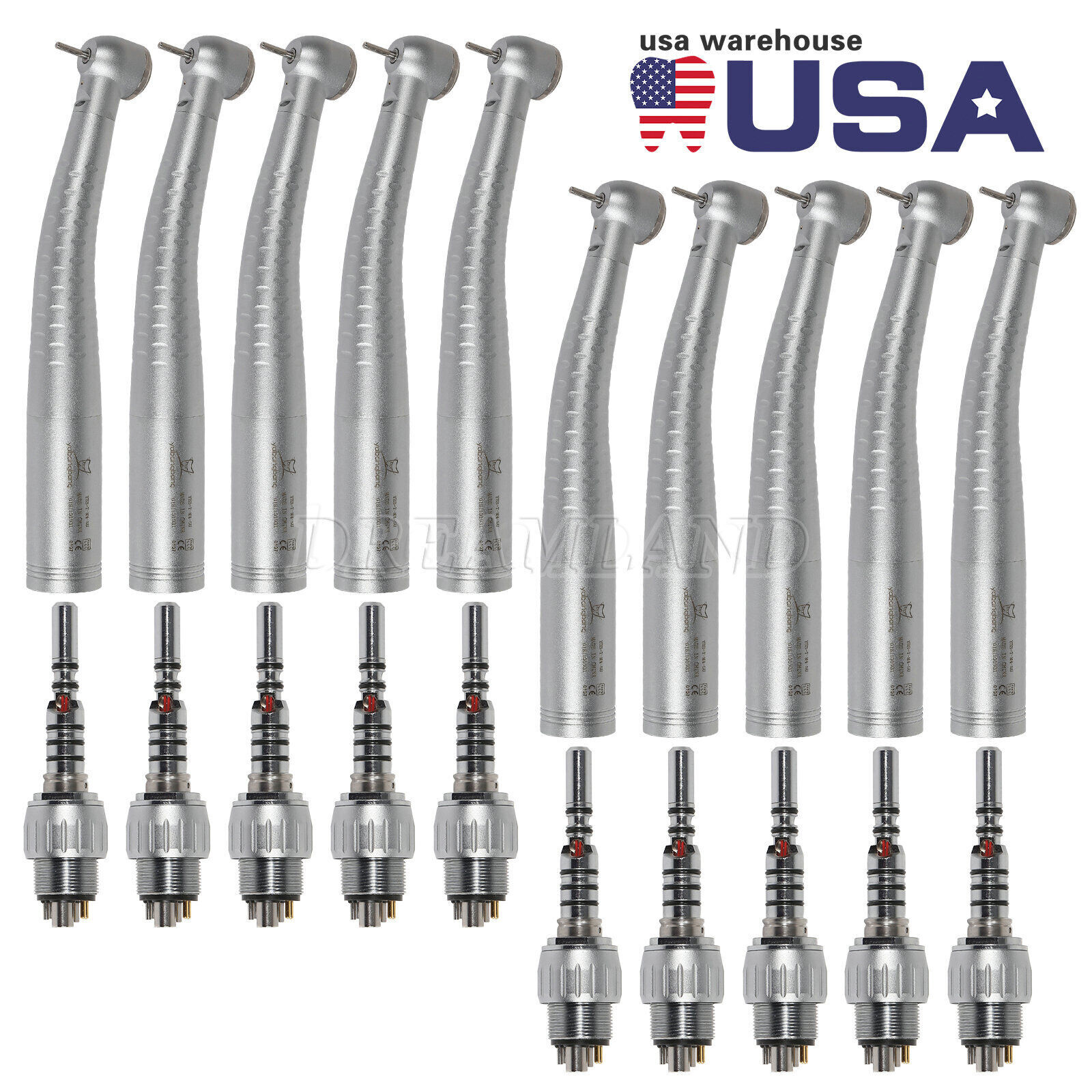 1-10 KaVo Style Dental Fiber Optic High Speed Handpiece 6Hole LED Coupler YD6
