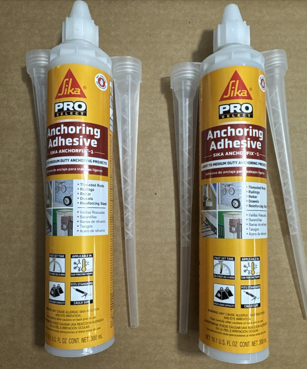2-Sika 1 112729 Anchoring Adhesive 10.1 oz BB 10/30/25 TESTED ON 07-23-26 GOOD