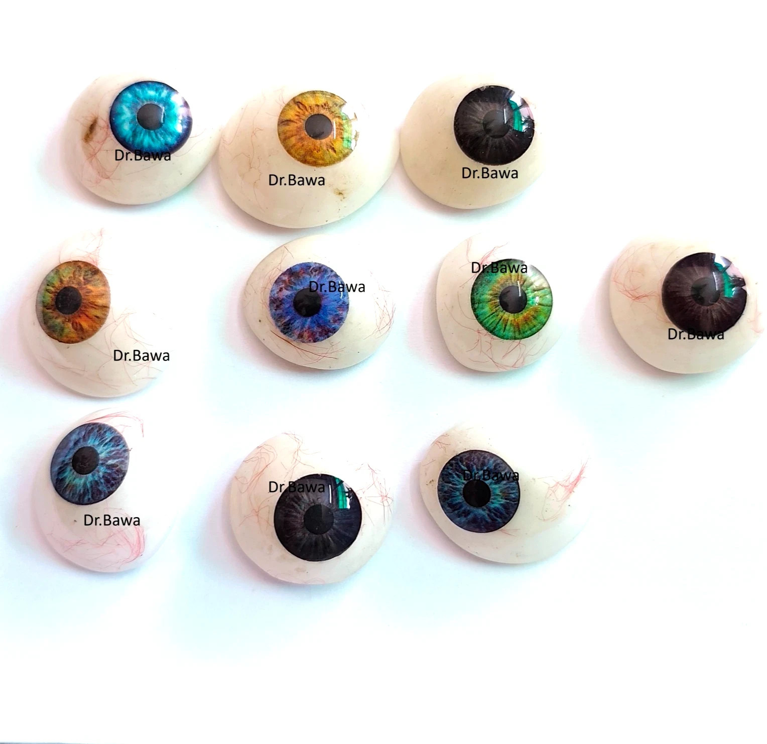 Ophthalmic Artificial Prosthetic Eyes Mixed Collection Bulk Lot Of 10PC