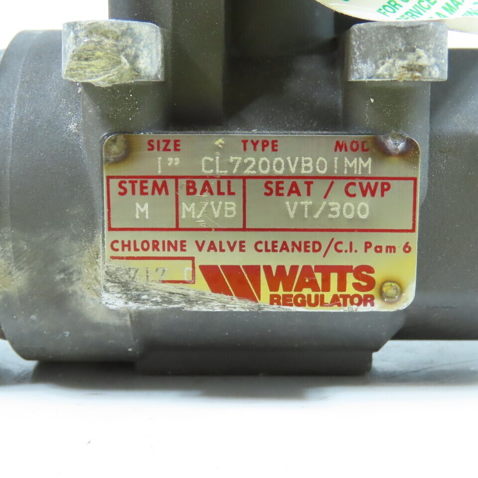 Watts Regulator CL7200VB01MN 1″ Ball Valve M/VB Seat VT 300PSI
