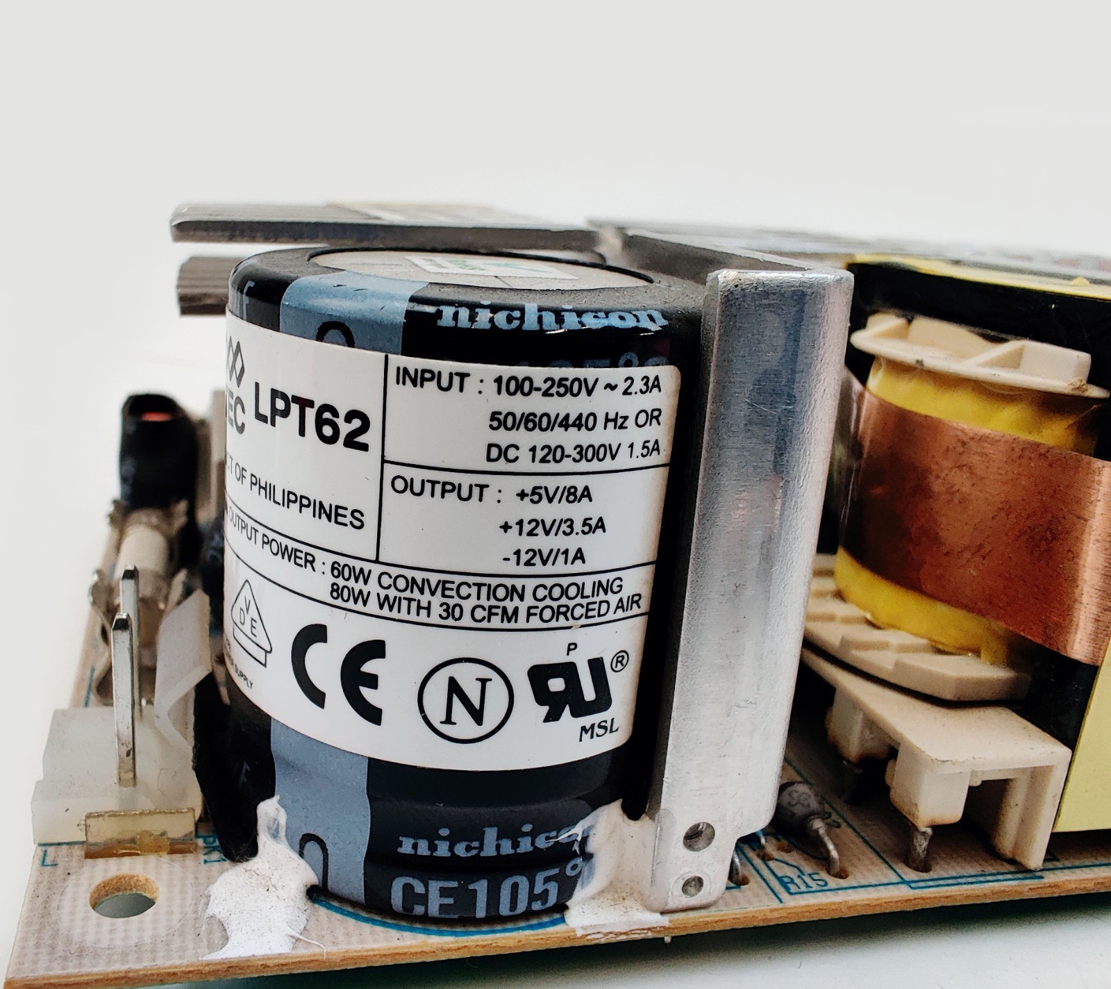 ASTEC LPT62 60W Switching Power Supply 5V/8A 12V/3.5A -12V/1A Tested Varian 300