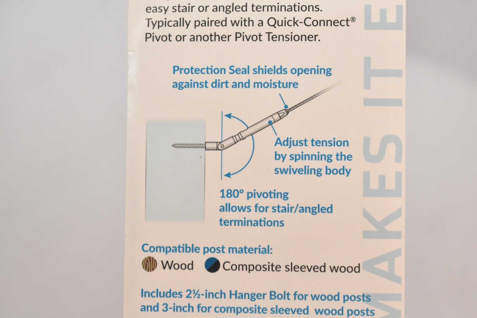 Feeney CR-9916DL-PKG CableRail 1/8 Quick Connect Pivot Swivel Turnbuckle