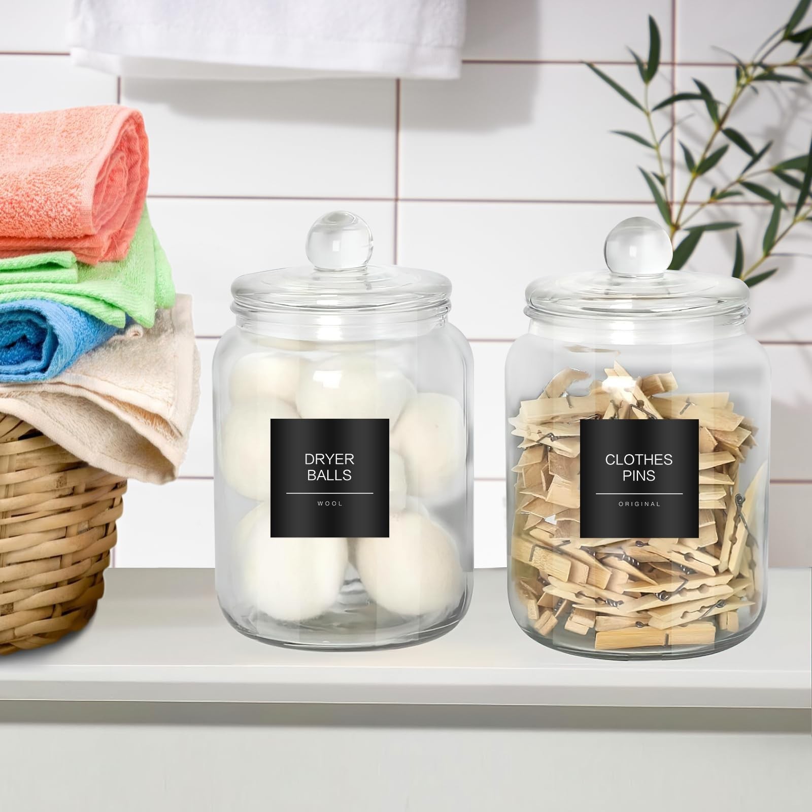 Minimalist Laundry Room Labels，30 Matte Waterproof Labels for Jars Spray