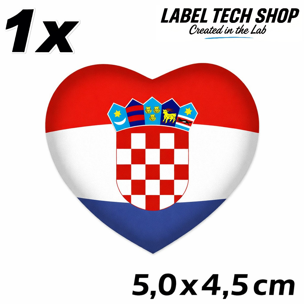 Croatia Hrvatska Croatia Heart Sticker – Croatia Car Laptop Helmet – 5.0 x 4.5