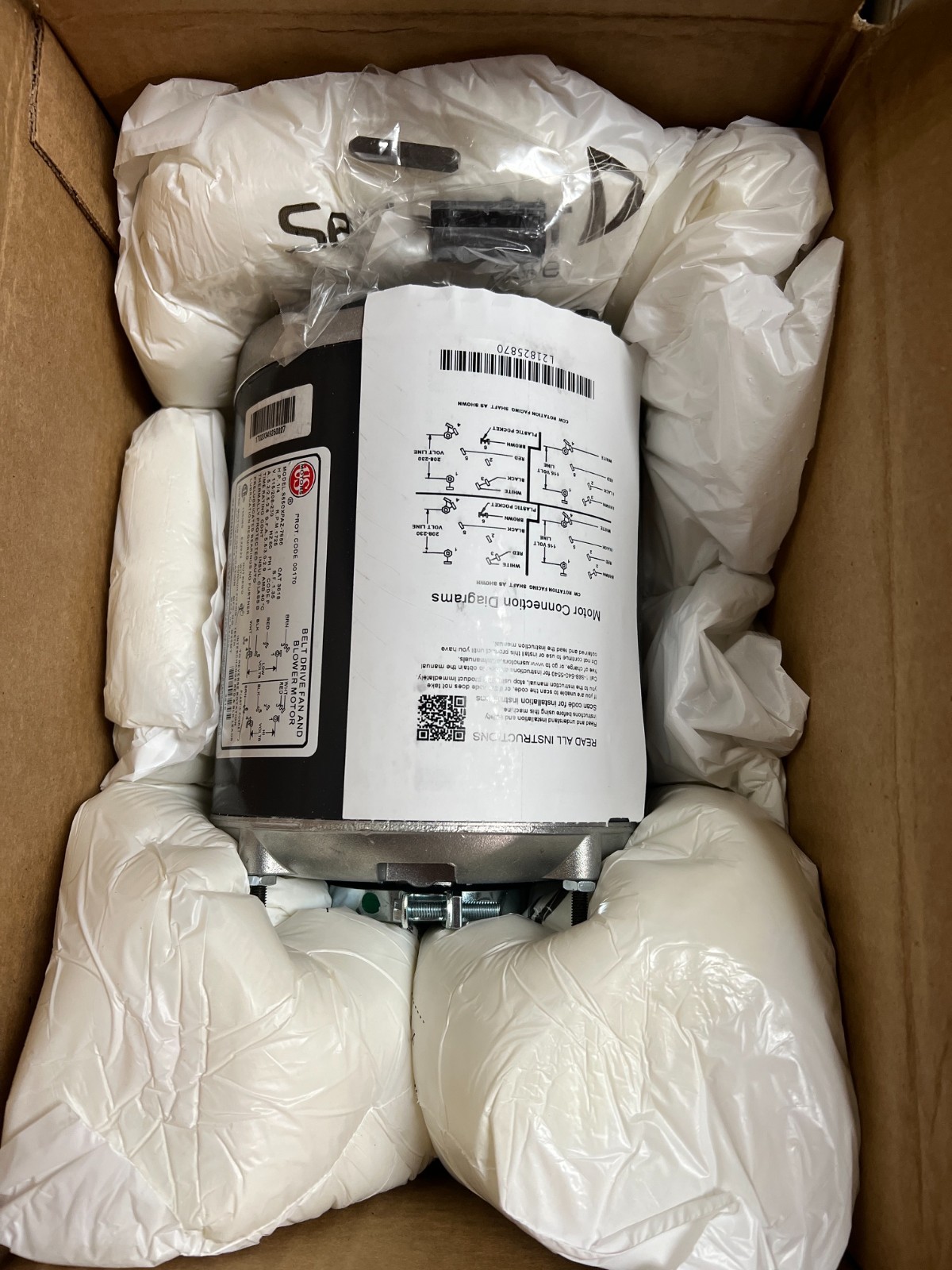 U.S. MOTORS Belt Drive Motor: 1 Speed, Open Drip Proof, 3618