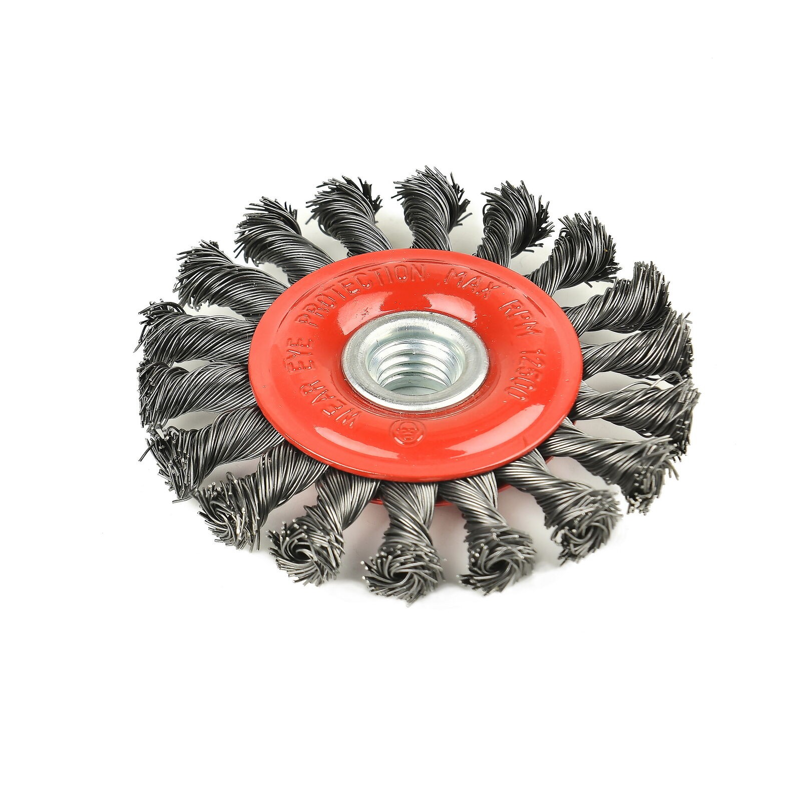 AAIN 4″ Twist Knotted Wire Cup Wheel Brush for Grinders, 5/8″-11 Threaded Arbor