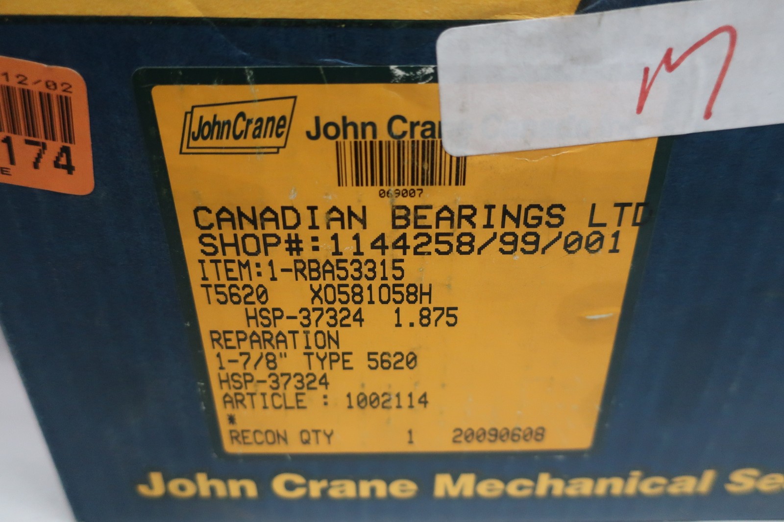 John Crane HSP-37324 Cartridge Seal 1.875in