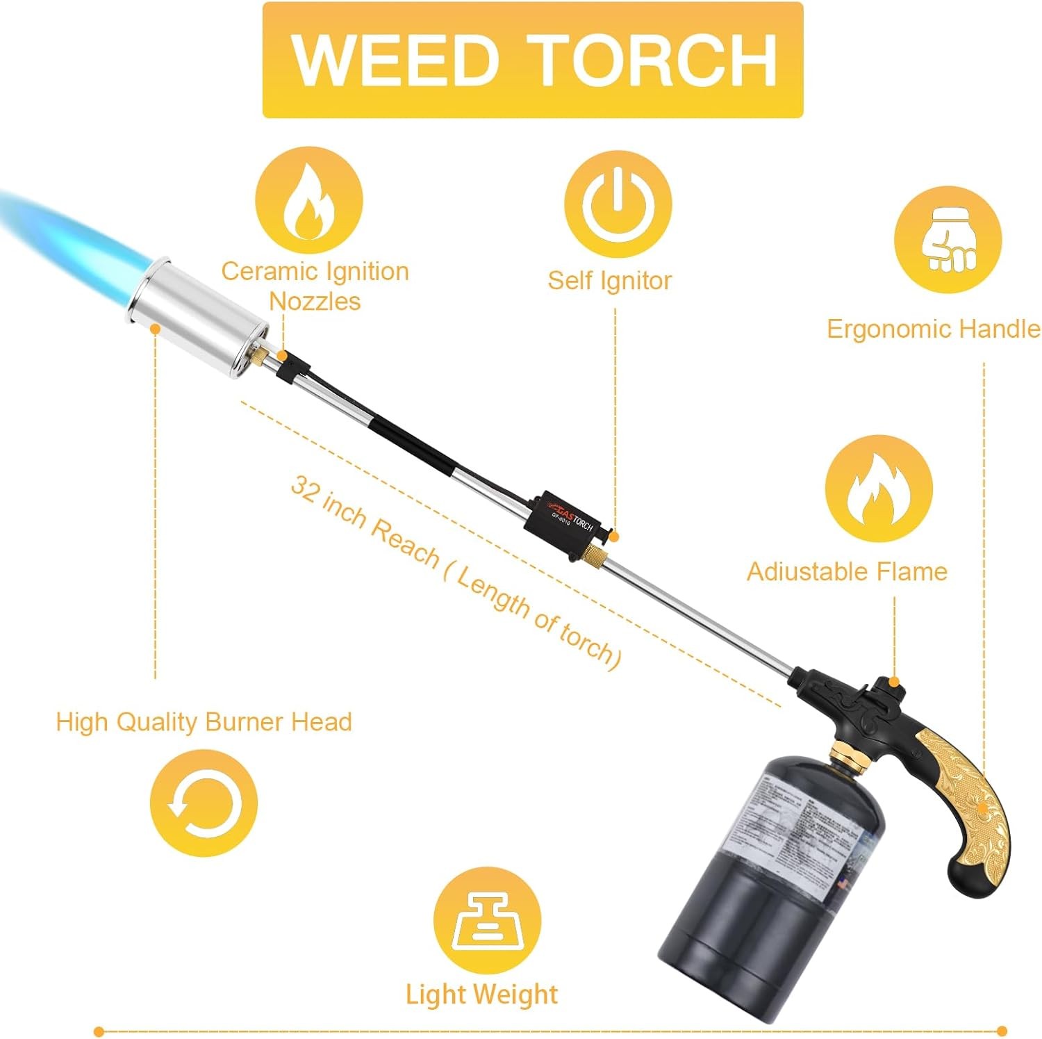 Propane Torch Weed Burner Weed Torch Flamethrower Heavy Duty Blow Torch Control