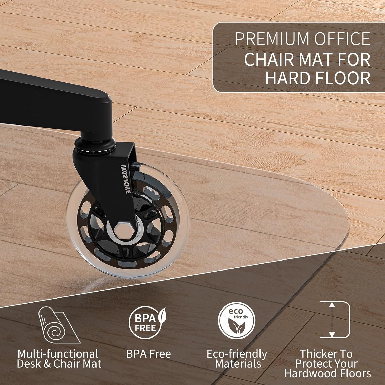 Office Chair Mat for Hard Floor, 36″ Round Transparent Hard Floor Protector