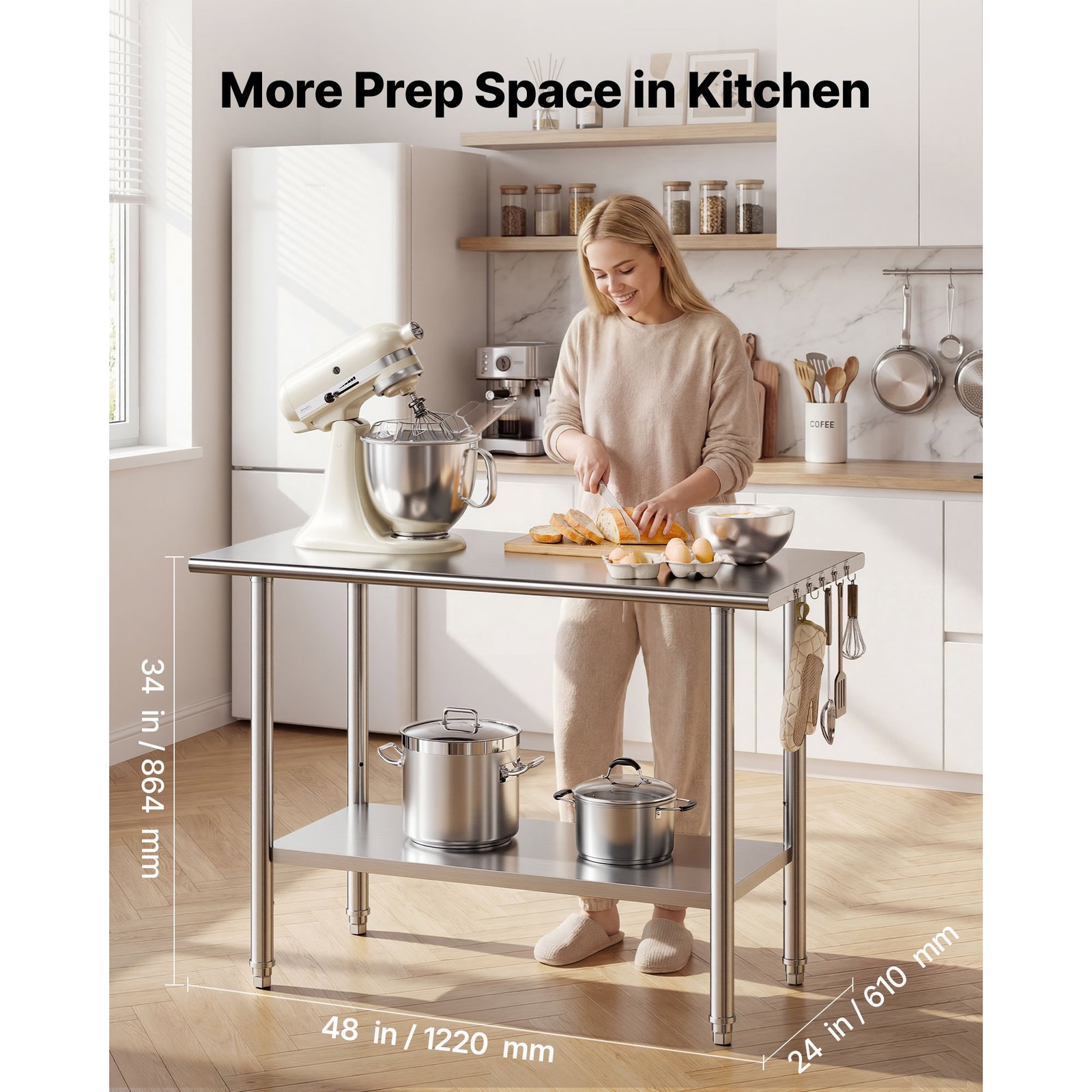 Uimoso Stainless Steel Kitchen Work Table Commercial Kitchen Restaurant Table