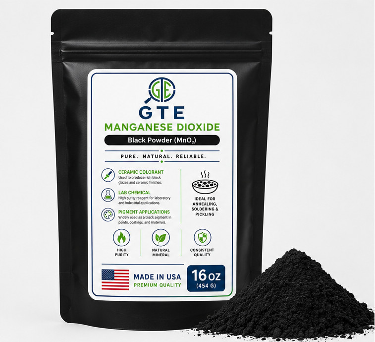 Manganese Dioxide MnO2 Powder 300 Mesh Oxidizer for Gold Silver Refining 16 oz