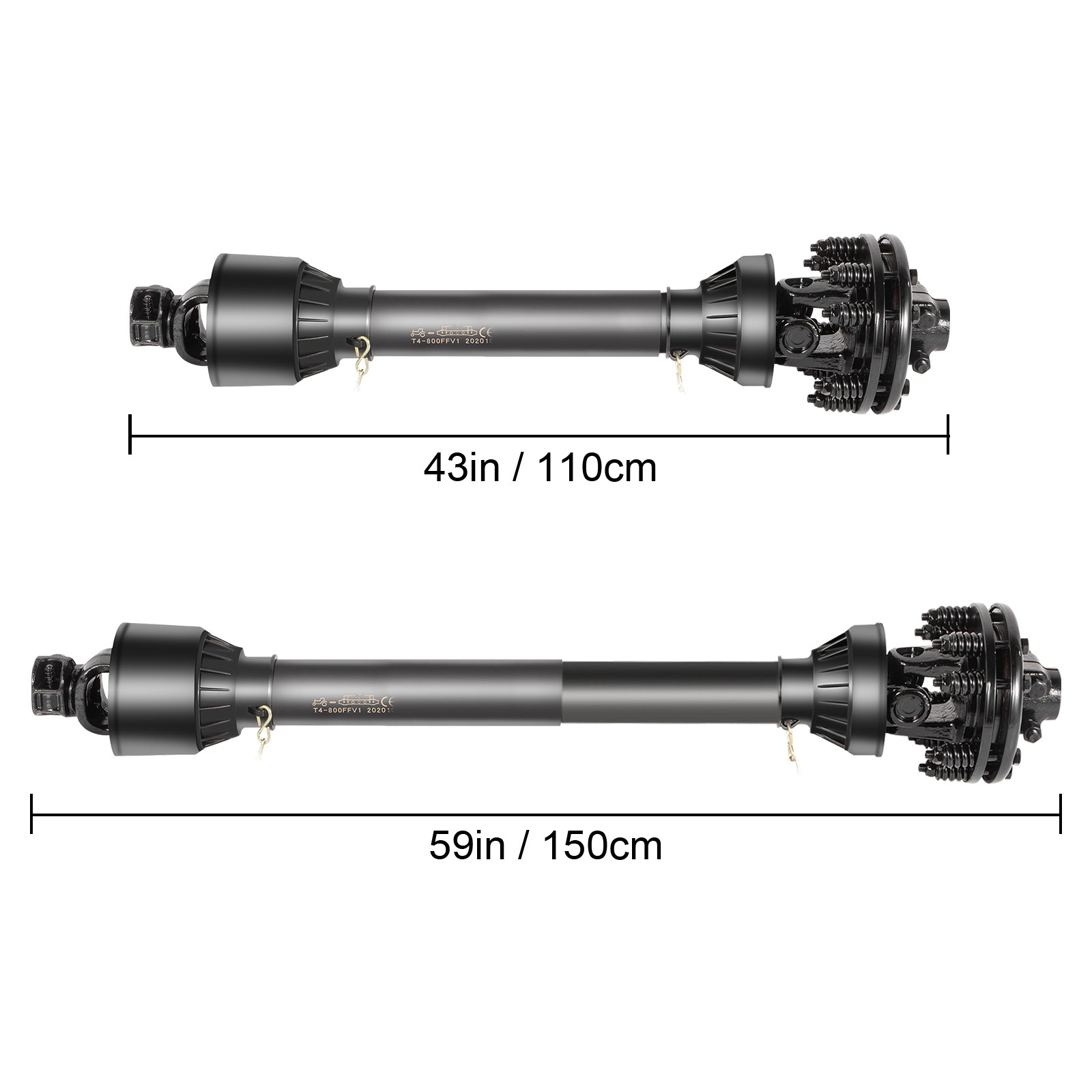VEVOR PTO Shaft PTO Drive Shaft 1-3/8″ 6 Spline Endw/Slip Clutch T4 43″-59″