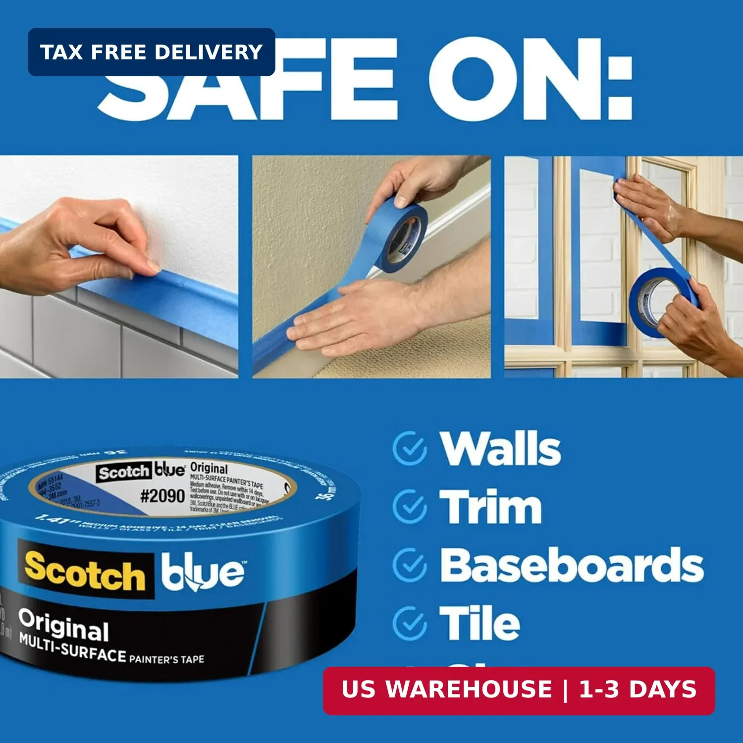 ScotchBlue Original Multi-Surface Painters Tape, 1 Inch Wide (0.94 in. x 60 Yds)