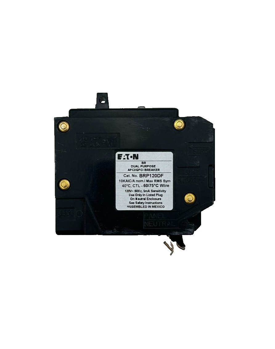 Used Eaton BRP120DF Dual Purpose AFCI/GFCI Circuit Breaker 20A 1-Pole 120V
