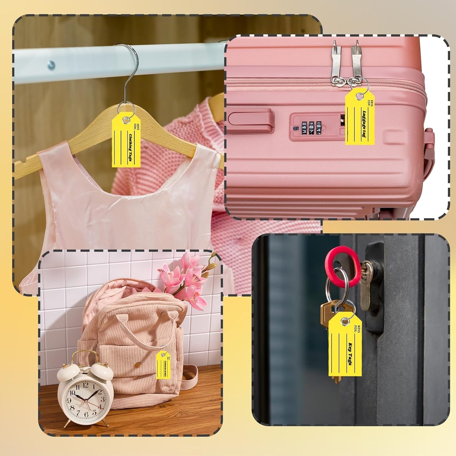 Yellow Key Tags with Labels and Rings: 1.38 X 2.76 Inches,