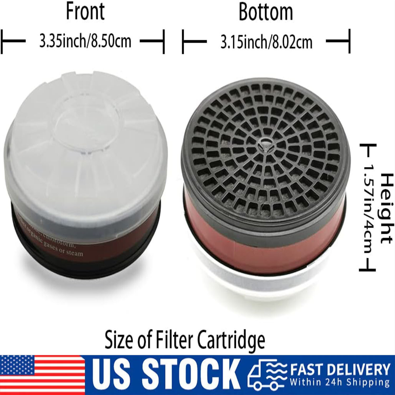 2pcs P-A-1 Organic Vapor Cartridge Replace Filter Cartridges Set for Dust-Proof
