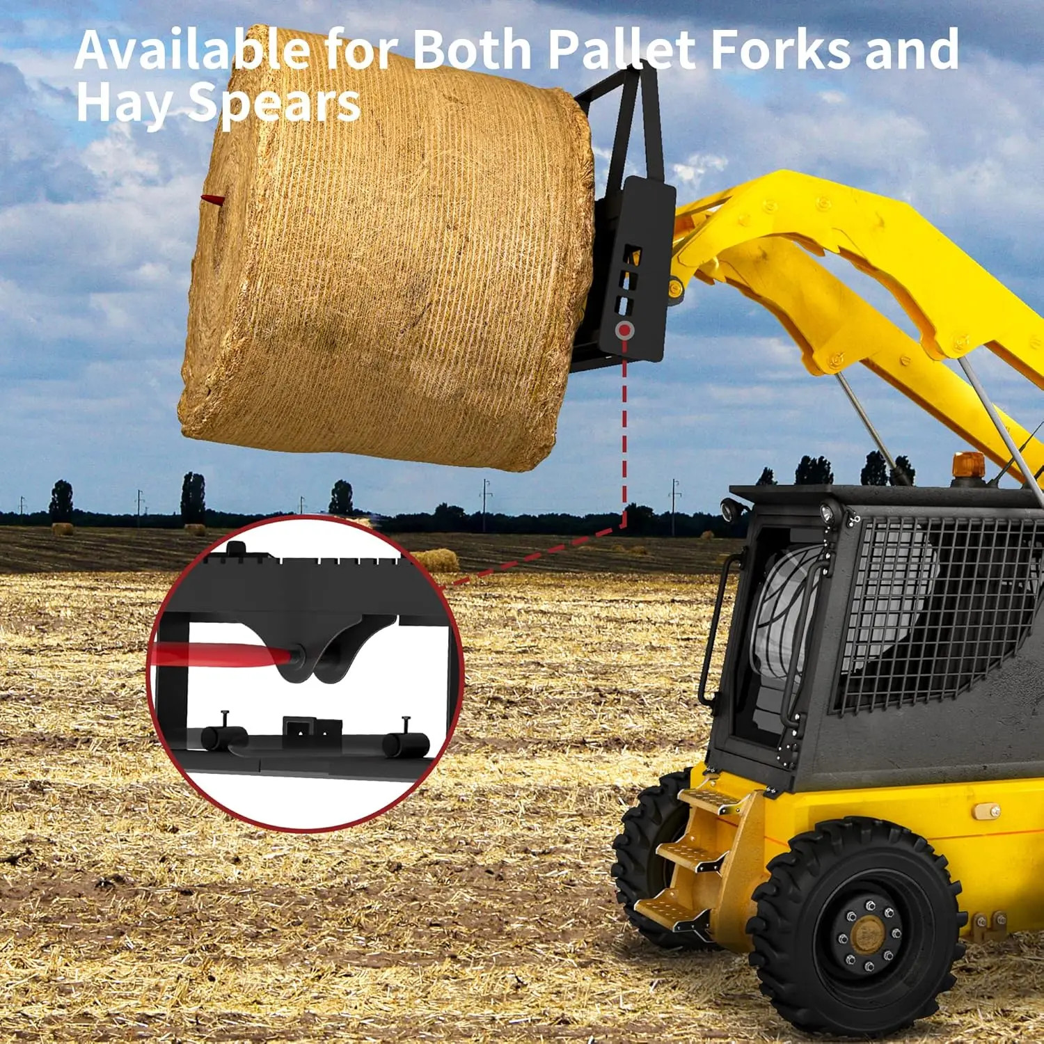 2500 lbs Skid Steer Pallet Fork Attachment, 45″ Pallet Fork 42″ Fork Blades