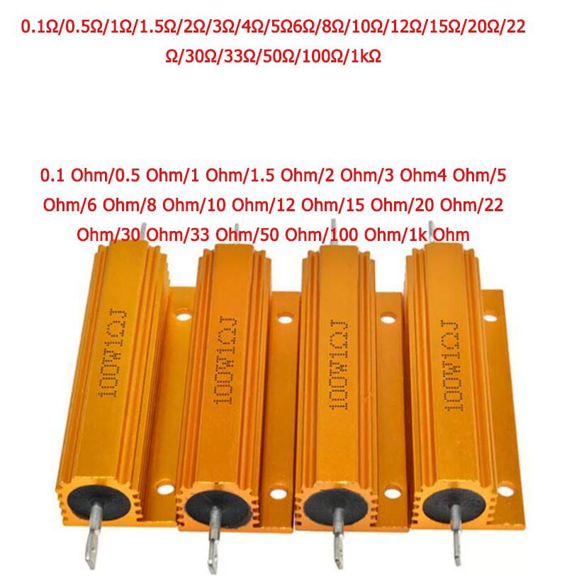 RX24 High-power Cement Resistor 50W/100W Gold Aluminum Shell 0.1-1k Ohm 0.1Ω-1kΩ
