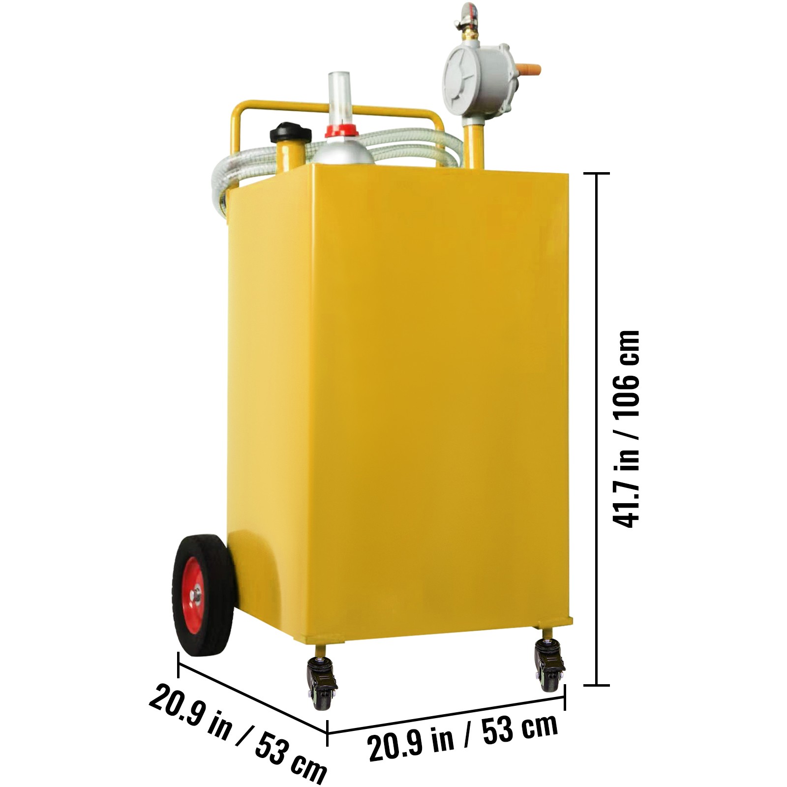 VEVOR Fuel Caddy Fuel Storage Tank 35 Gallon 4 Wheels with Manuel Pump Yellow