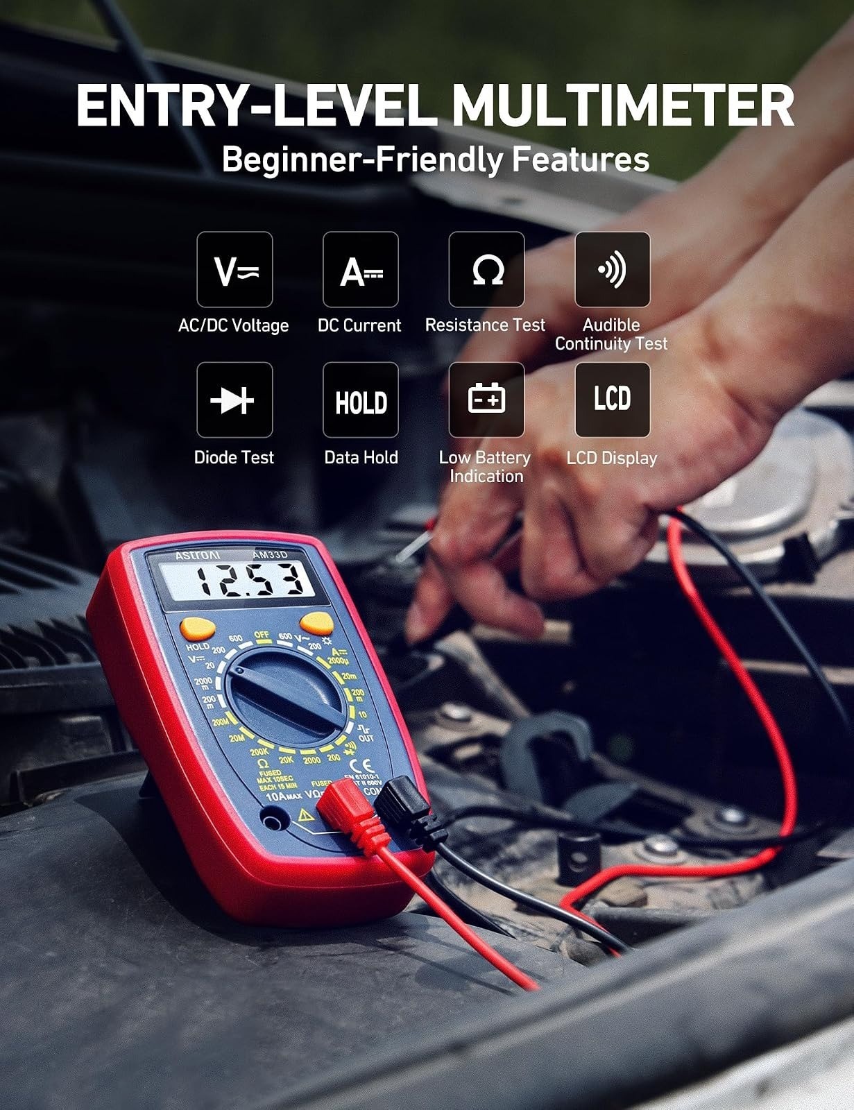 AstroAI Digital Multimeter 2000 Counts AC/DC Voltage Tester