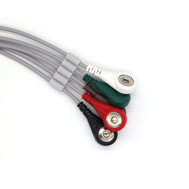 【Hot】5-Lead EKG/ECG Cable Snap WireTPU Welch Allyn fit propaq 100/200/CS 3M 6pin