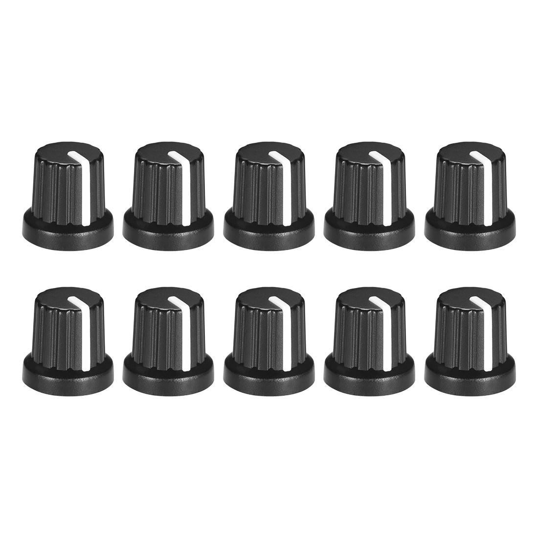 10Pcs 6mm Splined Shaft Hole Knob Pedal Amplifier Black Potentiometer White Mark