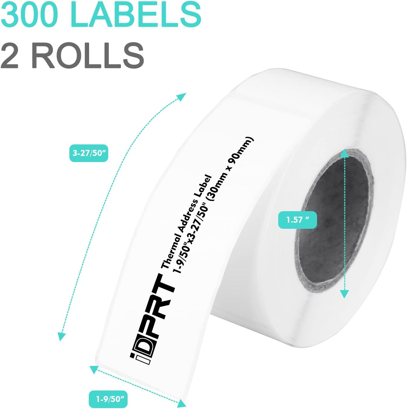 iDPRT Thermal Mailing Address Labels – 1.18″x3.54″ (30mm90mm), 2 Rolls of 300pcs