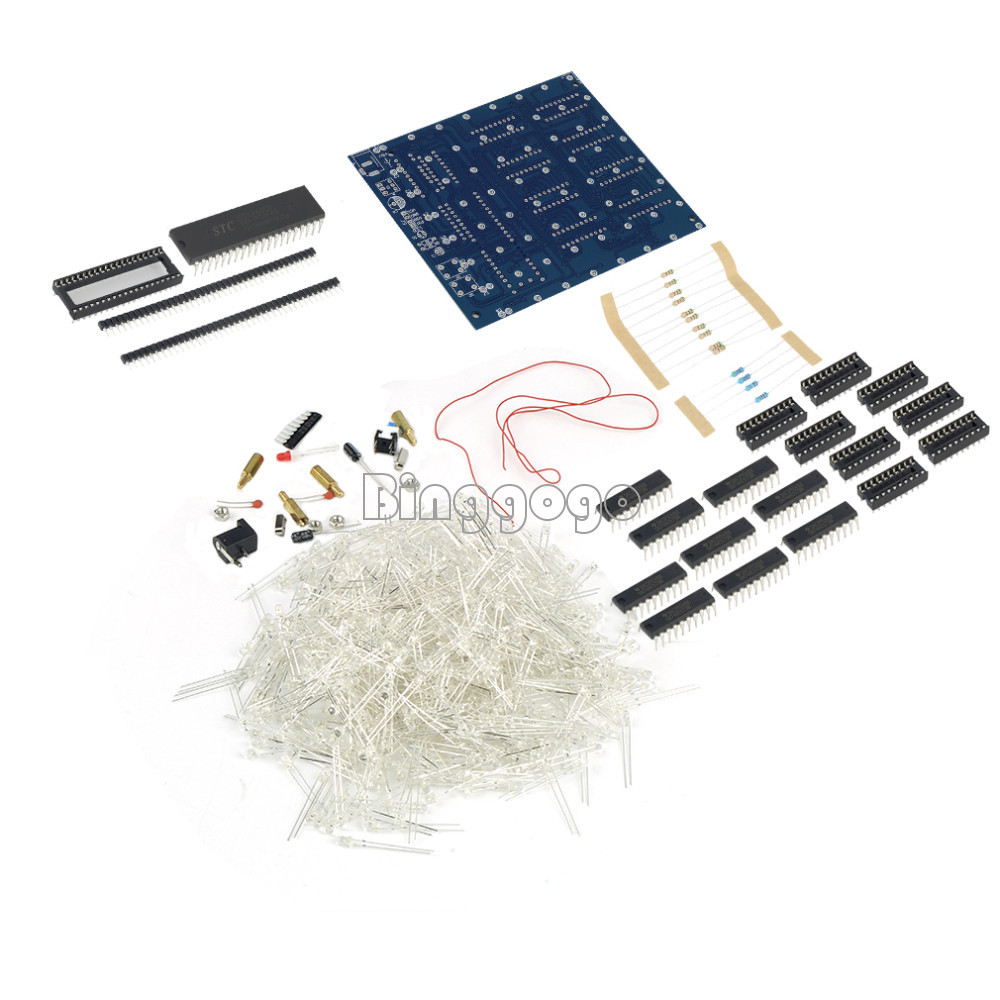 3D LightSquared DIY Kit 8x8x8 3mm LED Cube Red Ray LED NEW
