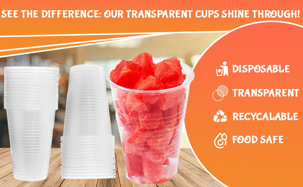 9oz Translucent Thin Wall Plastic Cold Cup- Pack of 100ct