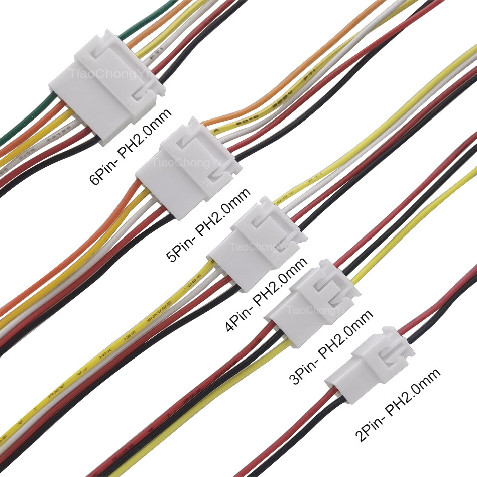 PH2.0mm 2pin 3pin 6pin 2.0mm connector wire Male Female Cable 10cm Length 26AWG
