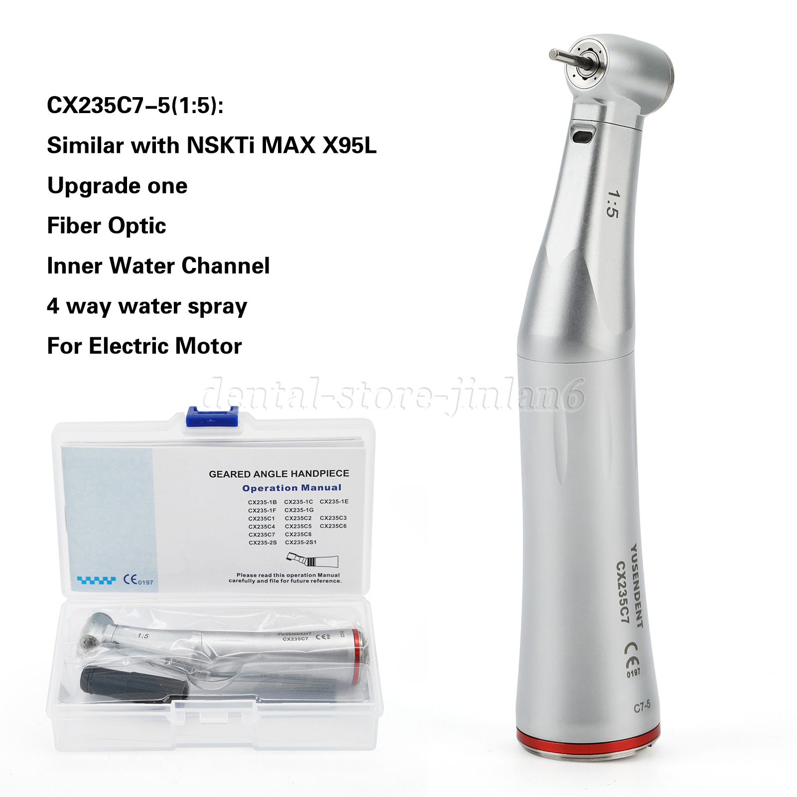 COXO Dental Internal water spray 1:5 Increasing LED Optic Fiber Contra Angle