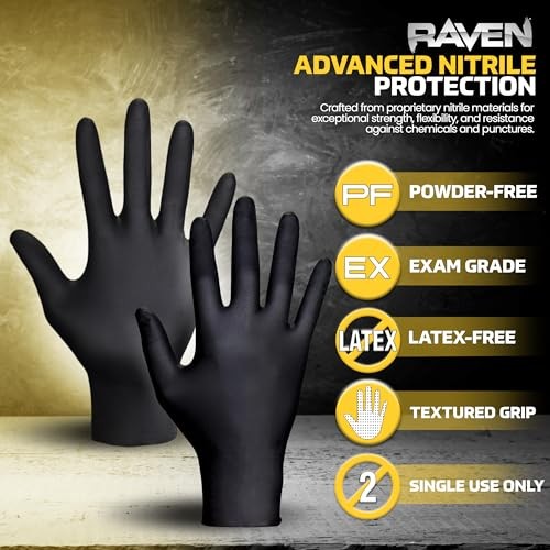 Raven Powder Free Gloves 7 Mil – XL Latex Free, X-Large Nitrile Disposable