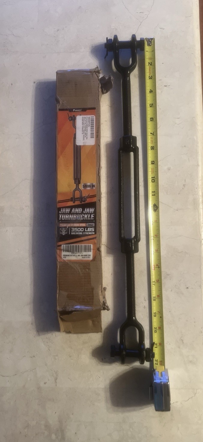 5/8×15″ Heavy Duty Jaw and Jaw Turnbuckle 3500 lbs ALL Weather Resistant