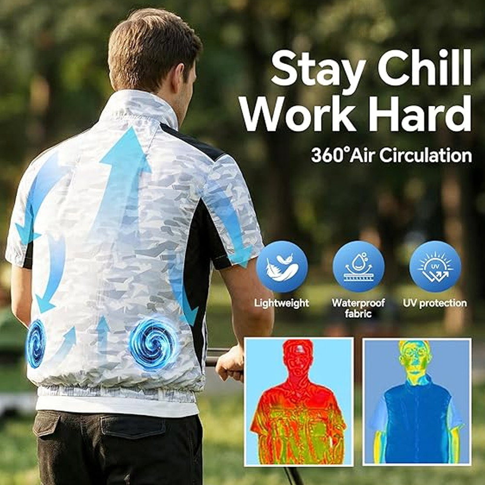 Cooling Vest Jacket w 4 Fans 20000mah Battery Pack Air Conditioner Vests Jacket